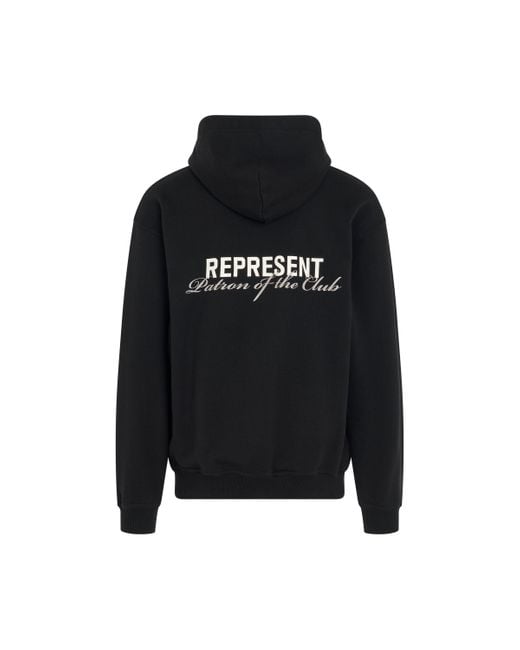 Represent Black 'Patron Of The Club Hoodie, Long Sleeves, , 100% Cotton, Size: Small for men