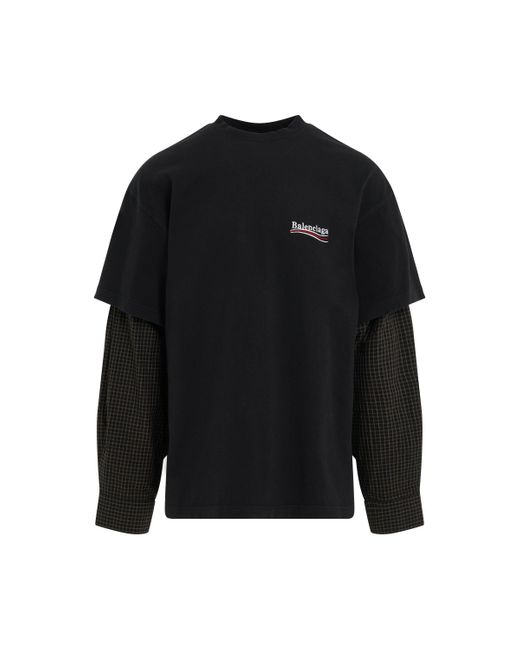 Balenciaga Political Campaign Layered T-shirt In Washed Black/white/red for men