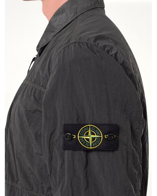 Stone Island Black Nylon Metal Overshirt, 100% Nylon, Size: Medium for men