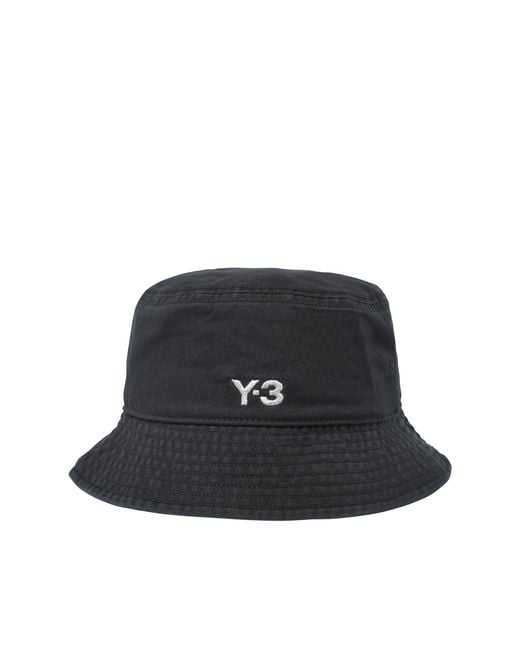 Y-3 Black Bucket Hat for men