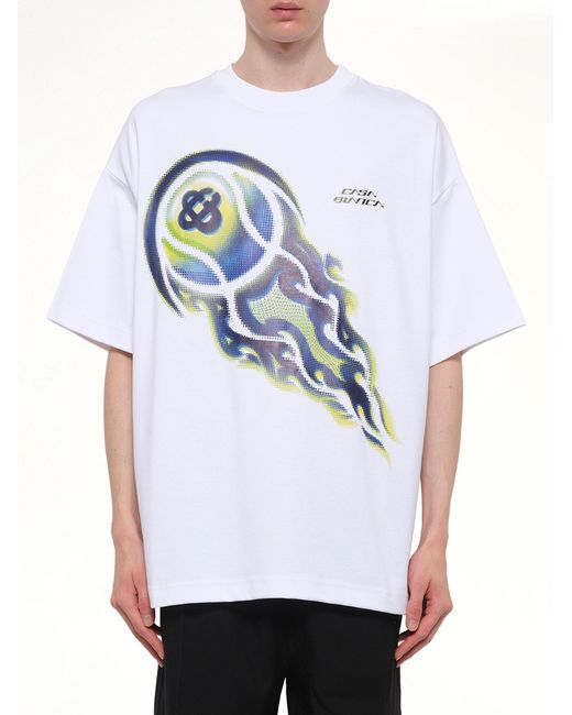 Casablanca White Flaming Tennis Ball Oversized T-Shirt for men