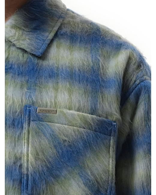 Represent Blue Textured Overshirt, 100% Polyester, Size: Small for men