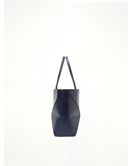 Loewe Blue Puzzle Fold Tote Medium, 100% Shiny Calf