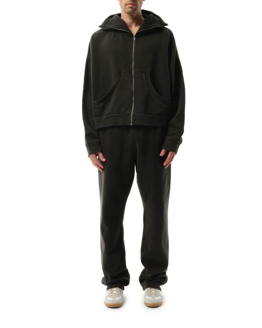 Entire studios Black Full Zip Hoodie, Long Sleeves, 100% Cotton, Size: Small for men