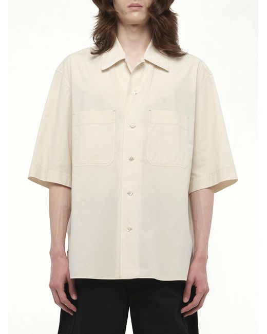 Lemaire Natural Convertible Shirt, Short Sleeves, 100% Cotton for men