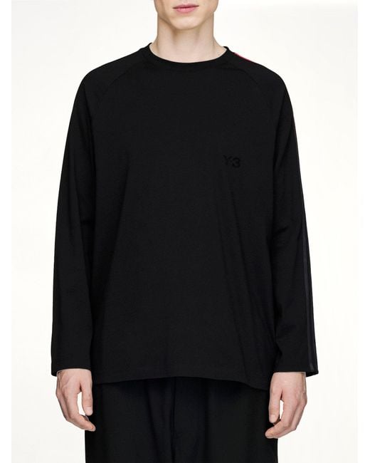Y-3 Black Gradient 3 Stripe Ls T-Shirt for men
