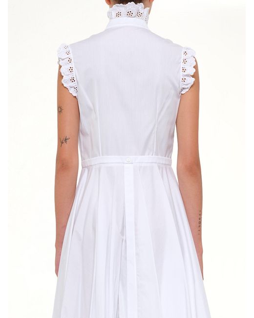 McQueen White Sleeveless Ruffle Dress