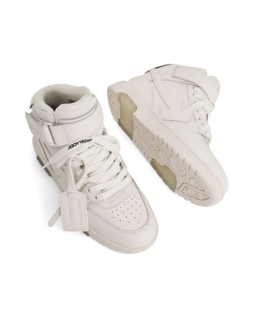 Off-White c/o Virgil Abloh White Off- Out Of Office Mid Top Leather Sneakers, , 100% Rubber