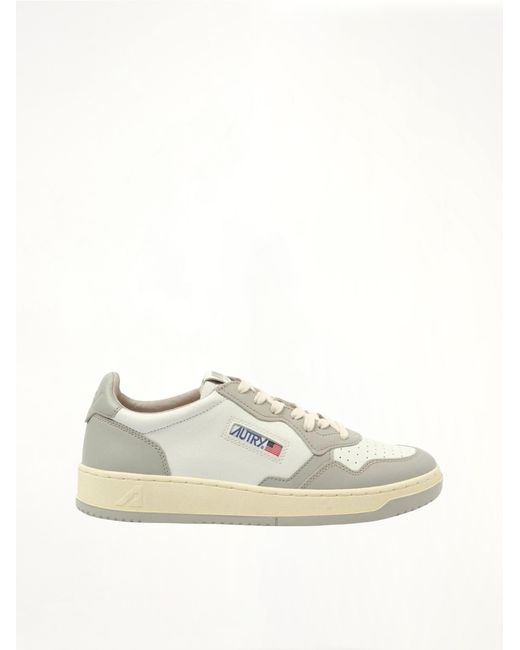 Autry White Medalist Low Bicolour Sneakers, 100% Leather for men