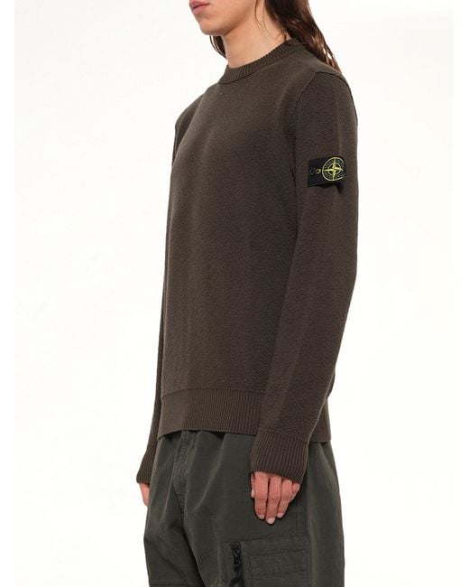 Stone Island Black 5100011 Light Rws Wool Crewneck Sweater for men