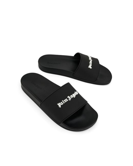 Palm Angels Black Essential Logo Pool Sliders Sandals, /, 100% Polyurethane for men