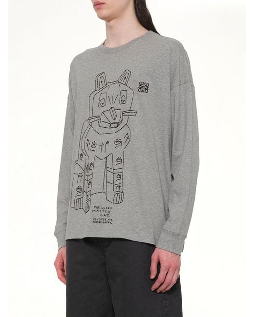Loewe Gray Louis Wain Long Sleeve T-Shirt for men