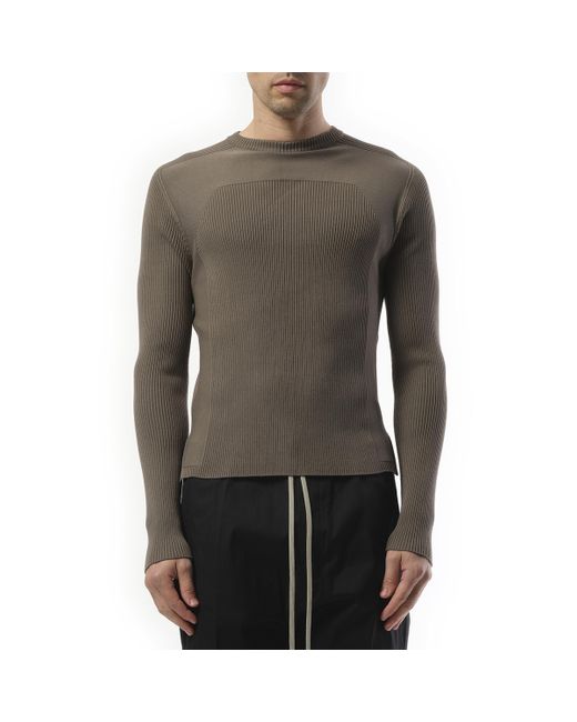 Rick Owens Gray Ribbed Geo Sweater, Long Sleeves, 100% Polyester, Size: Small for men