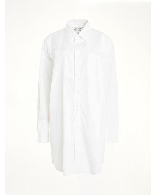 Maison Margiela White Long Sleeve Cotton Poplin Shirt