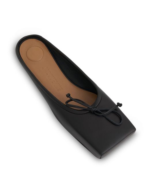 Jacquemus Black Ballet Flat Mules Sandals, , 100% Calf Leather