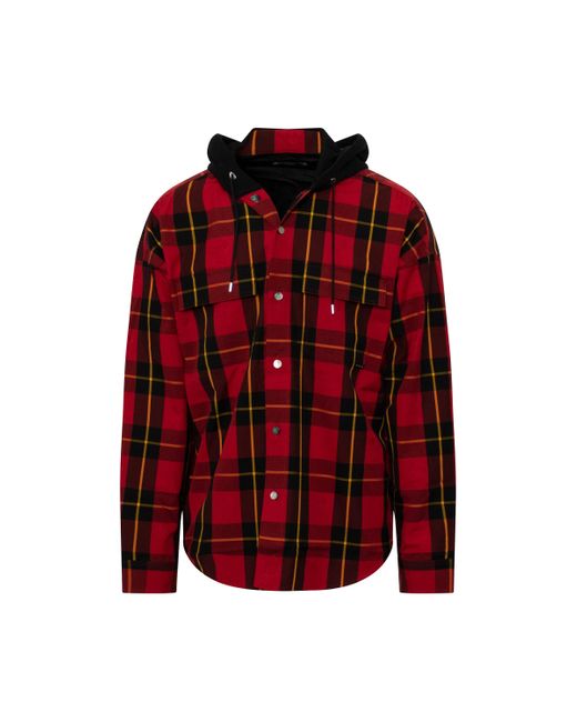 Mastermind Japan Red Plaid Check Shirts, , 100% Cotton, Size: Large for men