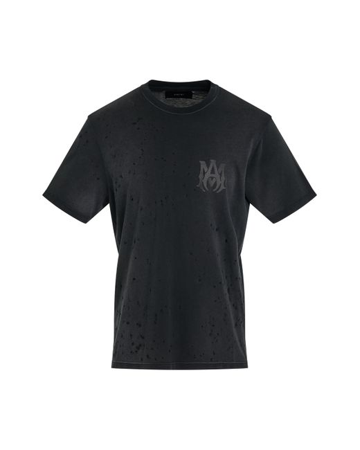 Amiri Black Ma Logo Shotgun T-Shirt, Short Sleeves, Faded, 100% Cotton, Size: Large for men