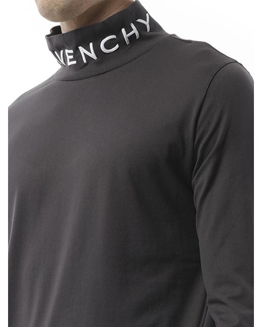 Givenchy Gray Faded Logo Dyed Long Sleeve T-Shirt, 100% Cotton for men