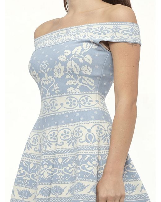 McQueen Blue Floral Jacq Dress