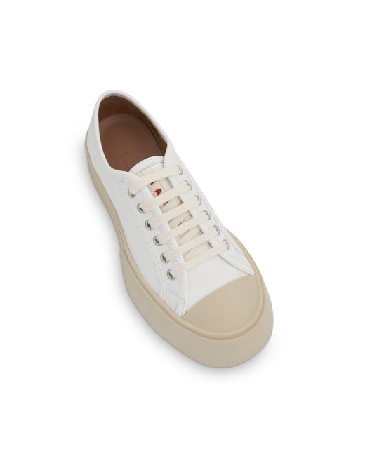Marni White Pablo Lace Up Sneakers, Lily, 100% Rubber