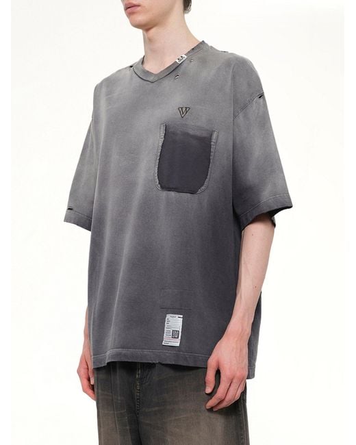 Maison Mihara Yasuhiro Gray Sun Faded V Neck T-Shirt for men
