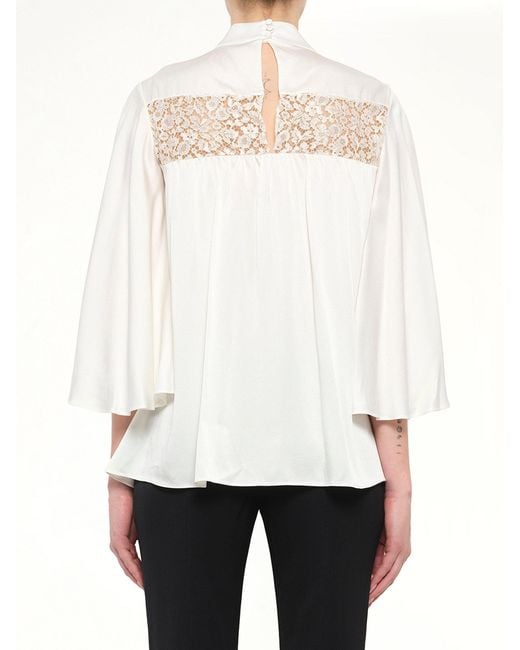 McQueen White Fluid Satin Top