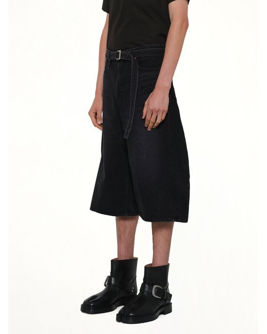 Sacai Black Denim Bermuda for men