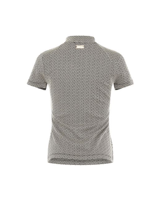 Balmain Gray Monogram Jacquard T-Shirt, Short Sleeves, Ivory/, 100% Cotton, Size: Medium