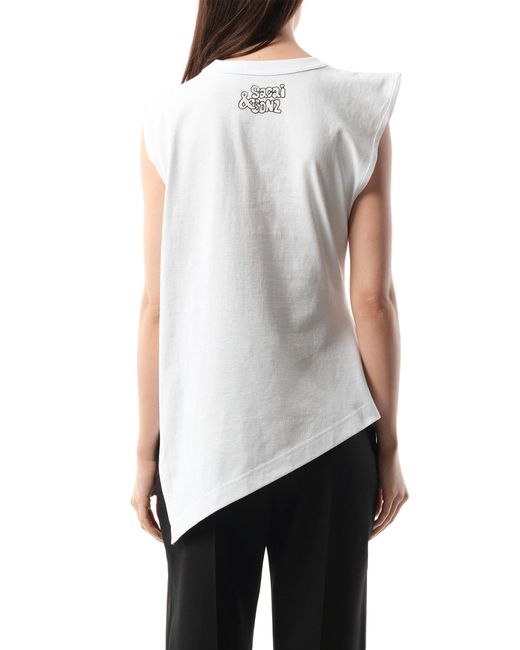 Sacai White Gonz Print T-Shirt, 100% Cotton
