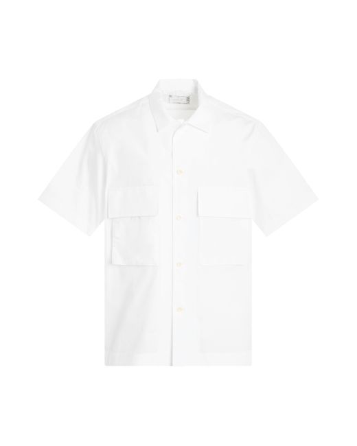 Sacai White Thomas Mason Cotton Poplin Short Sleeve Shirt, Off, 100% Cotton for men