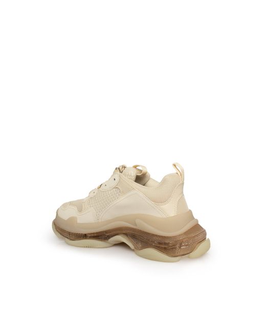 Balenciaga Natural Triple S Clear Sole Sneakers, , 100% Polyester for men