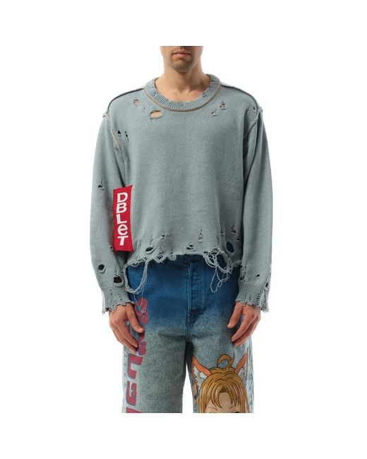 Doublet Recycle Denim Yarn Sweater, Long Sleeves, 100% Cotton