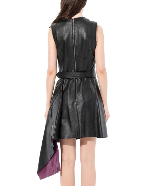 McQueen Leather Peplum Biker Dress, 100% Leather in Black | Lyst