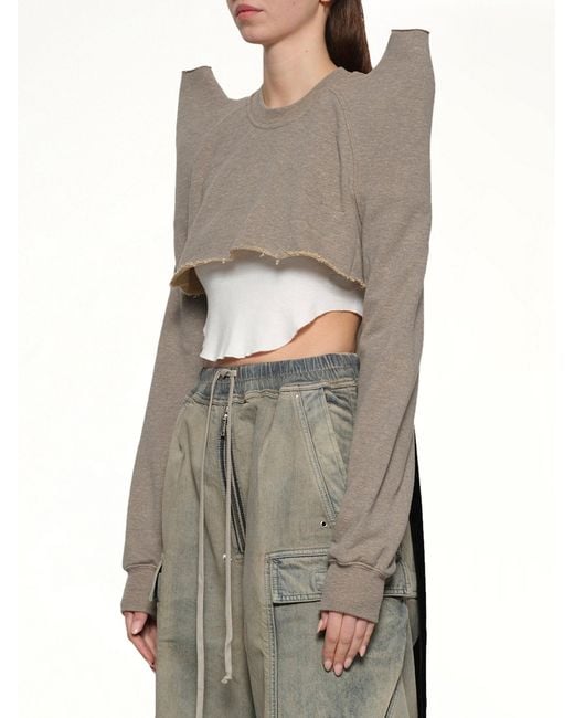Rick Owens Gray Cropped Tecsweat