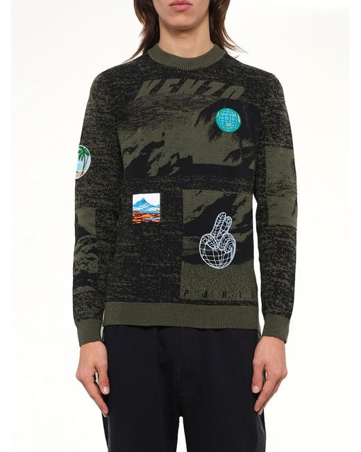 KENZO Gray Badge Crew for men