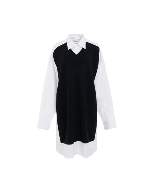 Maison Margiela Black Oversize Panelled Shirt, /, 100% Cotton