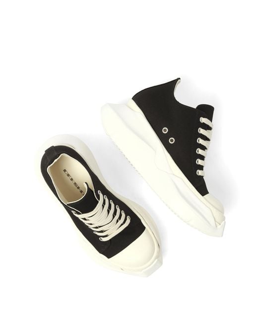 Rick Owens Black Abstract Low Sneaks Sneakers, 100% Cotton
