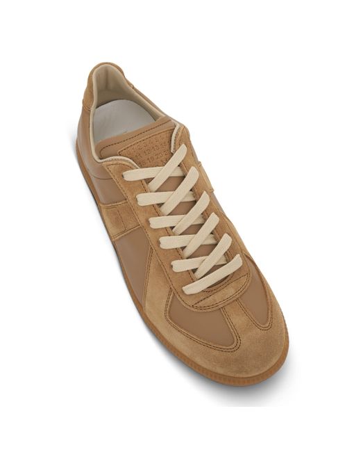 Maison Margiela Brown Replica Leather Sneakers, , 100% Rubber for men