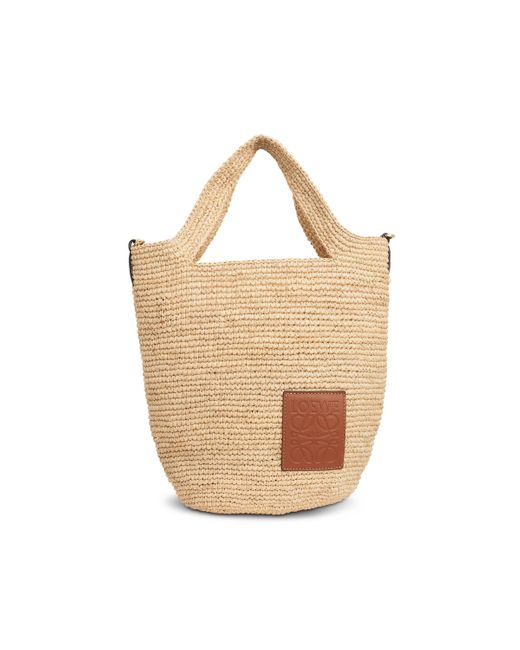 Mini Slit bag in raffia and calfskin Natural/Tan - LOEWE