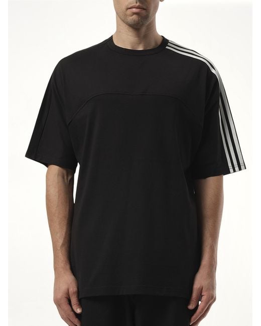 Y-3 Black 3 Stripe T-Shirt for men