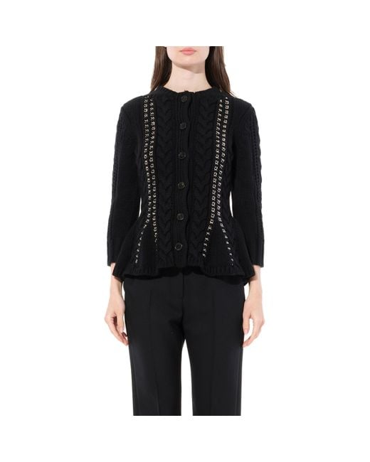 Alexander McQueen Black Peplum Cardigan, Long Sleeves, Size: Medium