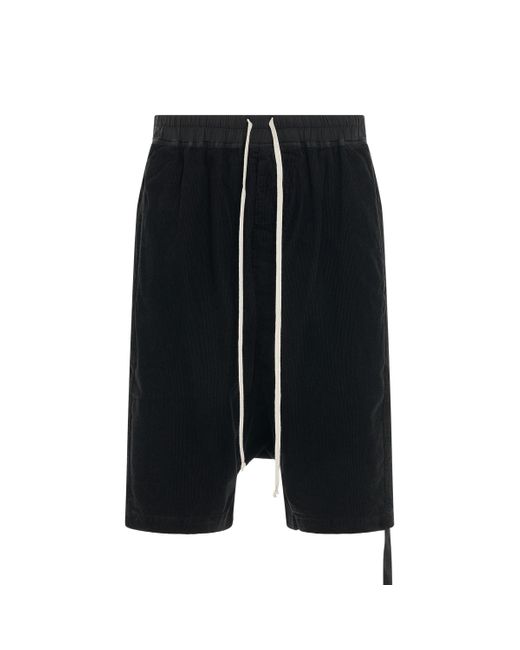 Rick Owens Black Drawstring Pods Shorts, , 100% Cotton, Size: Medium for men