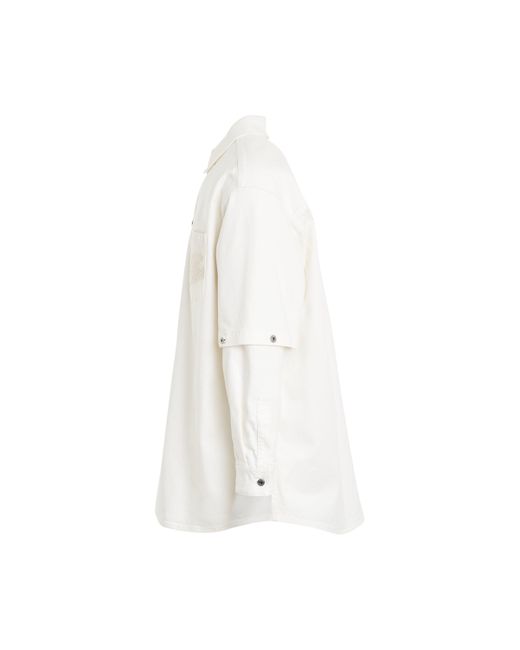 Off-White c/o Virgil Abloh White Off- '90'Logo Adjustable Sleeve Denim Overshirt, Long Sleeves, Raw, 100% Cotton, Size: Small for men