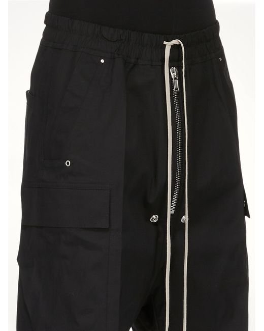 Rick Owens Black Cargobela Shorts, 100% Cotton for men