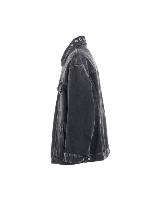 Off-White c/o Virgil Abloh Black Off- Eyelet Denim Oversize Jacket Vintage, Long Sleeves, , 100% Cotton, Size: Large for men