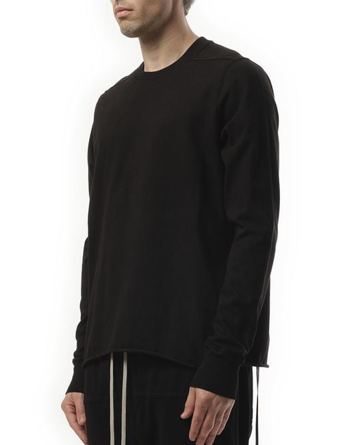 Rick Owens Black Crewneck Sweatshirt, Long Sleeves, 100% Cotton, Size: Small for men