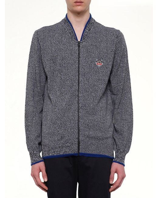 KENZO Gray Tiger Zip Cardigan for men