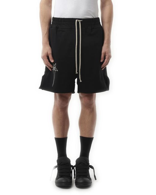 Rick Owens Black X Champion X Drkshdw Shorts, 100% Cotton, Size: Small for men