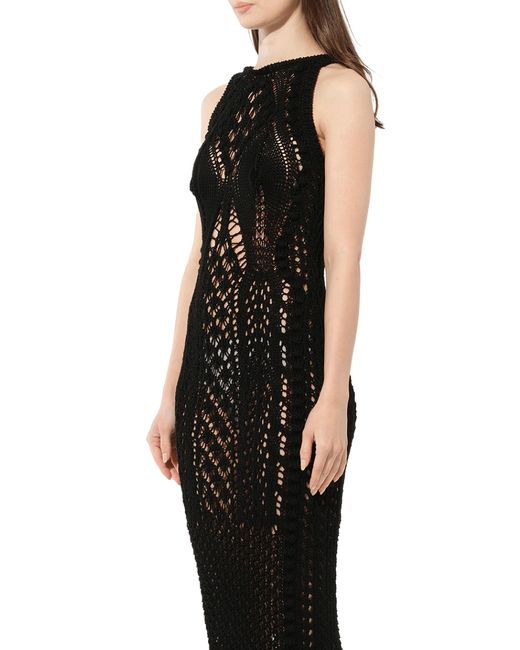 Balmain Black Long Crochet Knit Dress