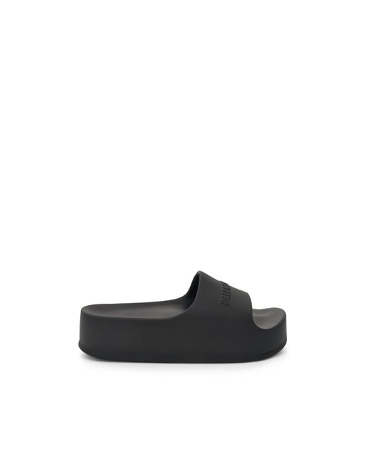 Balenciaga Black Chunky Slide Sandals, , 100% Rubber